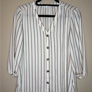 Maurices White and Black Striped Button-Down Shirt